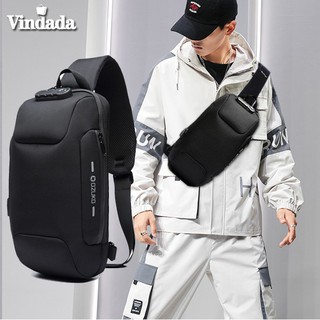 OZUKO Crossbody Bag USB Anti Theft Men s Chest Bag with Anti