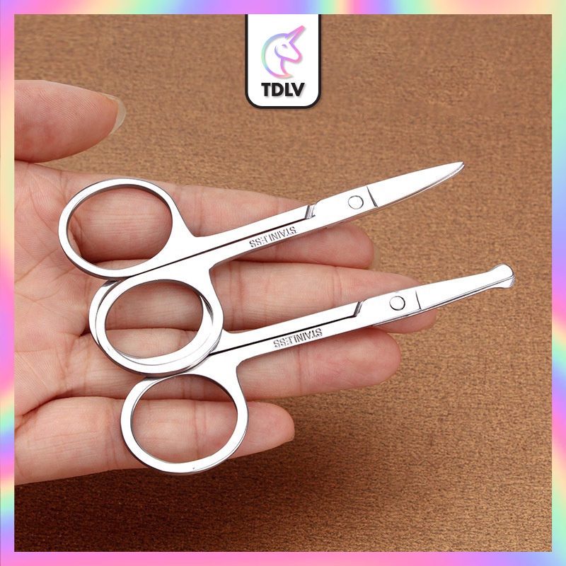 TDLV Pointed/Rounded Stainless Steel Beauty Scissor Eyebrow Nose Hair Beard Trim Tweezer Gunting Bulu Hidung Janggut