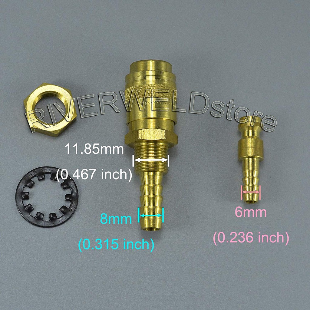 8mm Plug Water Cooled Gas Adapter Quick Connector Fitting For TIG Welding Torch