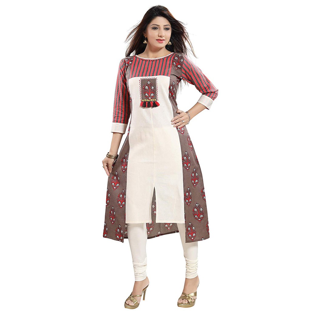 Women Kurti Kurta Cotton Tunic Indian Bollywood Designer Long Dress Top Gown New