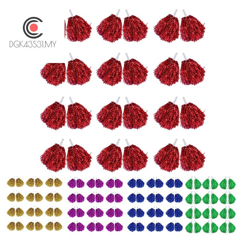 24Pcs Cheerleading Pom Poms Metallic Foil Cheer Pom Poms with Plastic