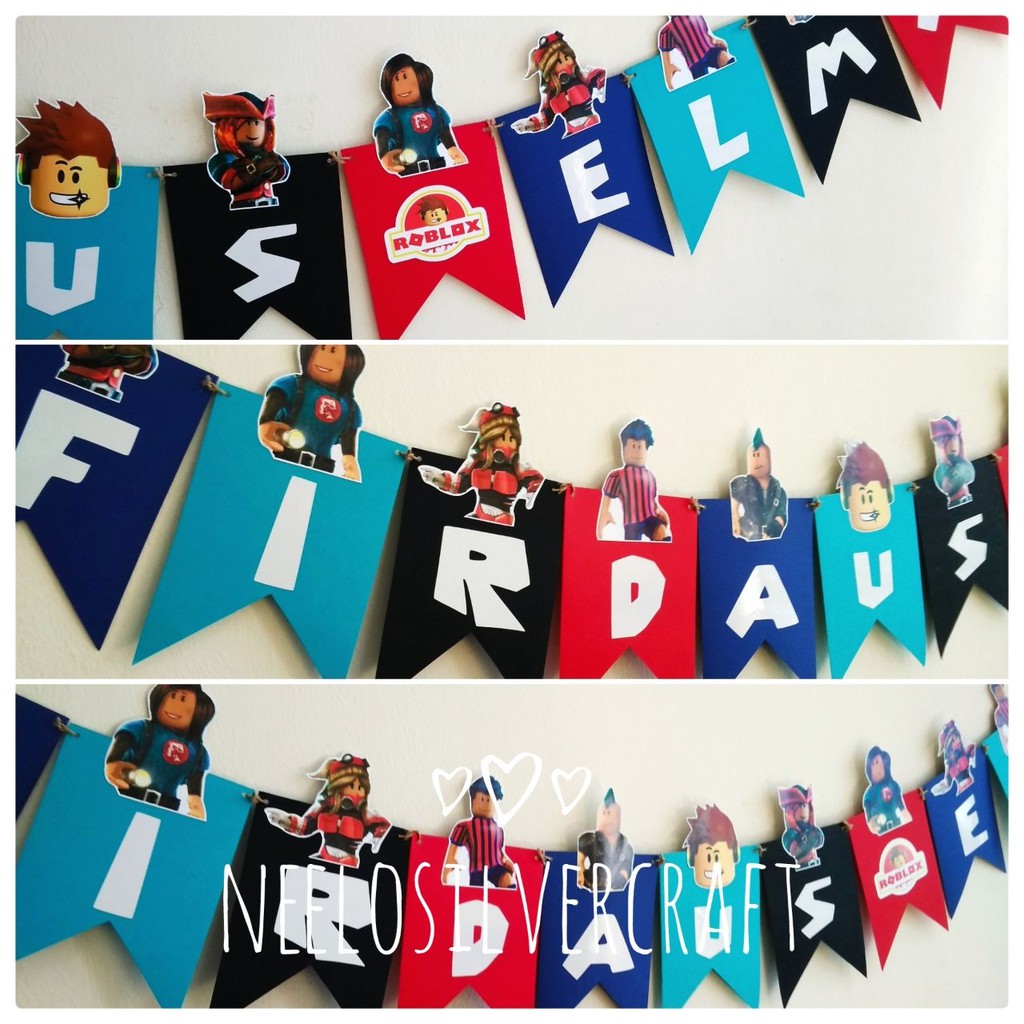Roblox Theme Flag Banner For Birthday Party Shopee Malaysia