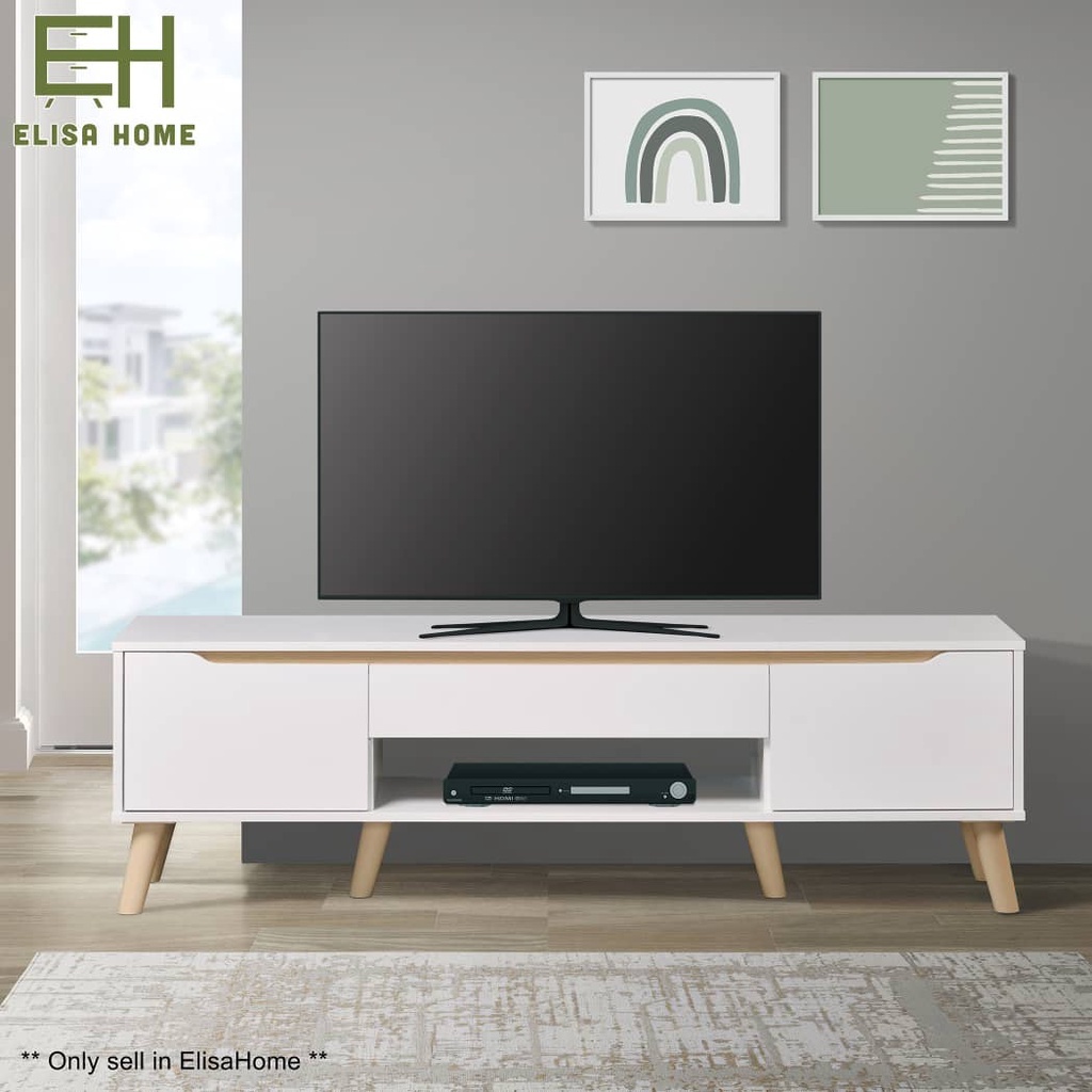 Elisa Home AISHAH Low Tv Cabinet / Kabinet Tv Moden - White, White/Oak ...