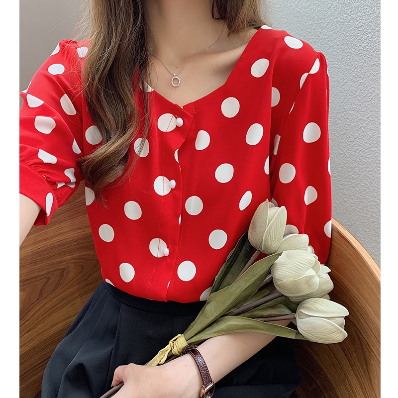 red polka dot t shirt