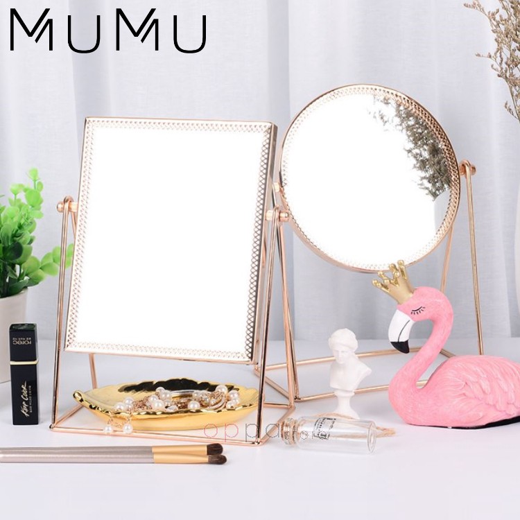 Mumu Style Nordic Antique Vintage Glass Princess Rose Gold Vanity Table Cosmetics Makeup Mirror Shopee Malaysia