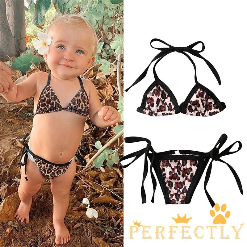 Toddler Infant Baby Girl Swimsuit Stripe Sleeveless Halter Swimwear Bathing Suit Beachwear 2Pcs Summer Bikini Set 