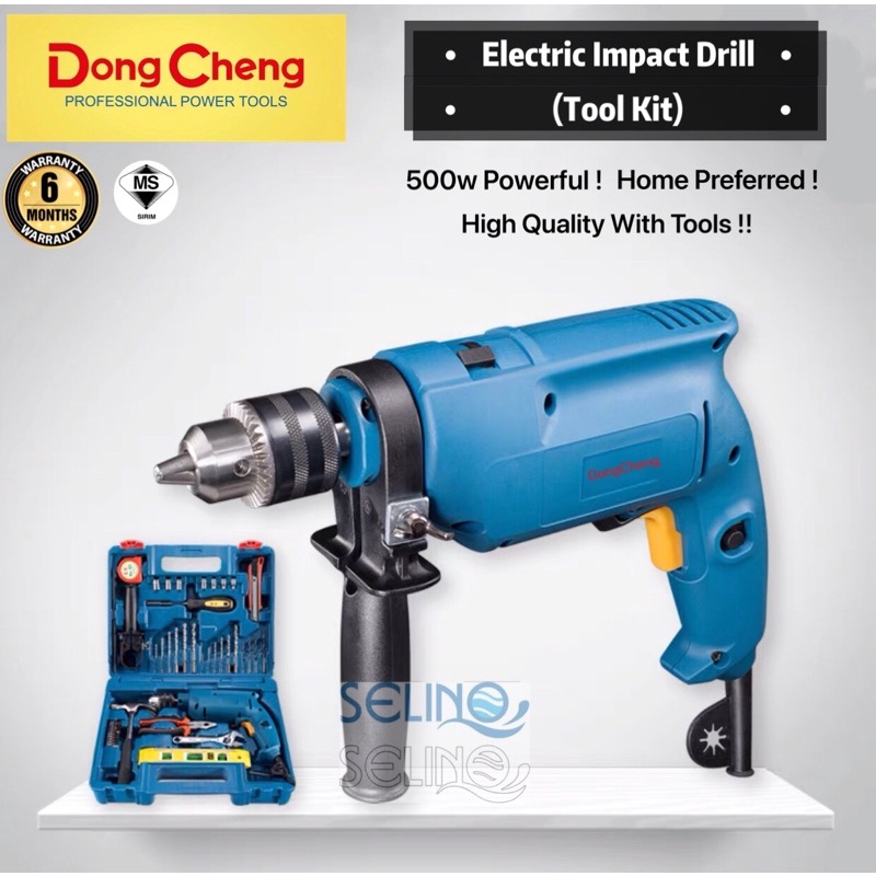 500w DONG CHENG Z1JFF0413 (DZJ0413) HAND IMPACT DRILL TOOL SET