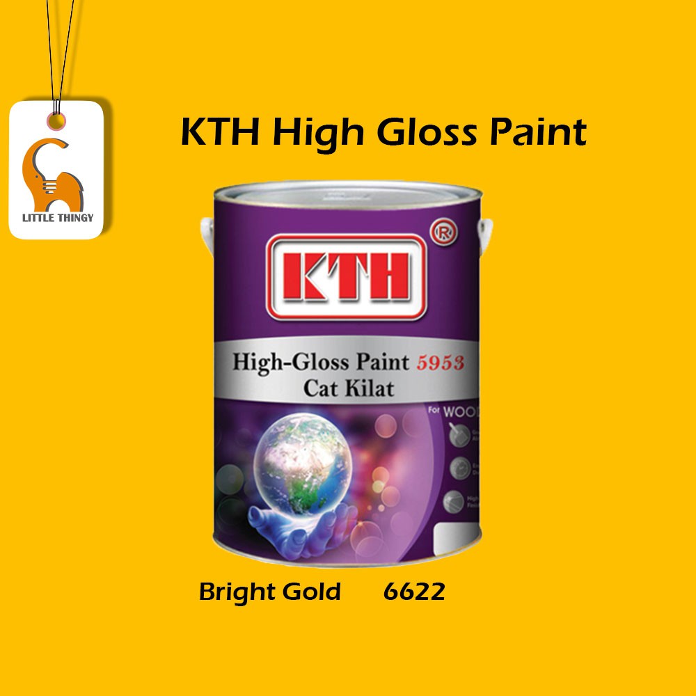 KTH 5L Bright Gold 6622 High Gloss Paint Indoor & Outdoor Cat Kilat
