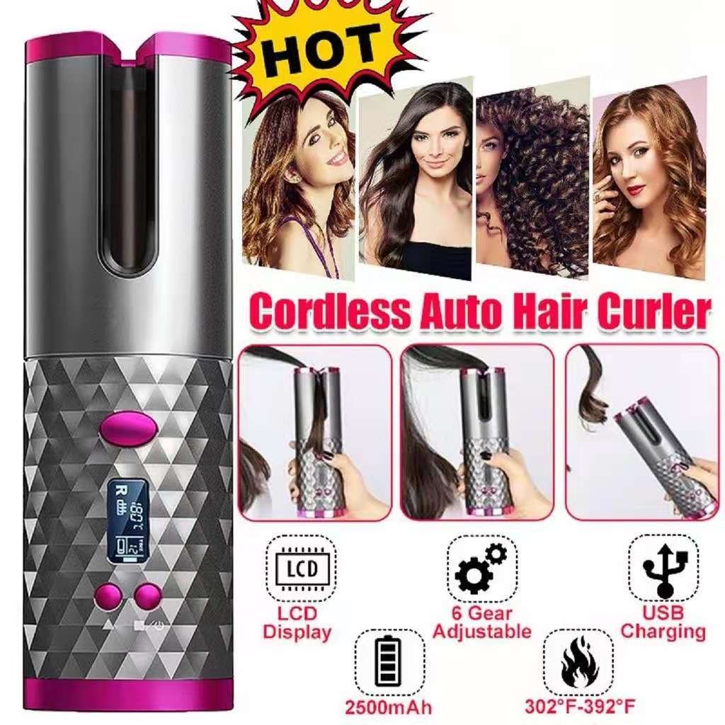 Auto Hair Curler roller Wireless Hair Curler iron Curly hair iron hair  styling tools curls hair curling with Power Bank | Shopee Malaysia