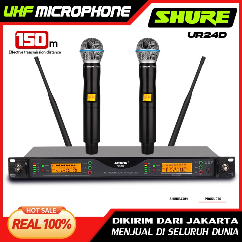 SHURE UR24D Wireless Microphone 2 handheld microphones 800MHZ UHF FM