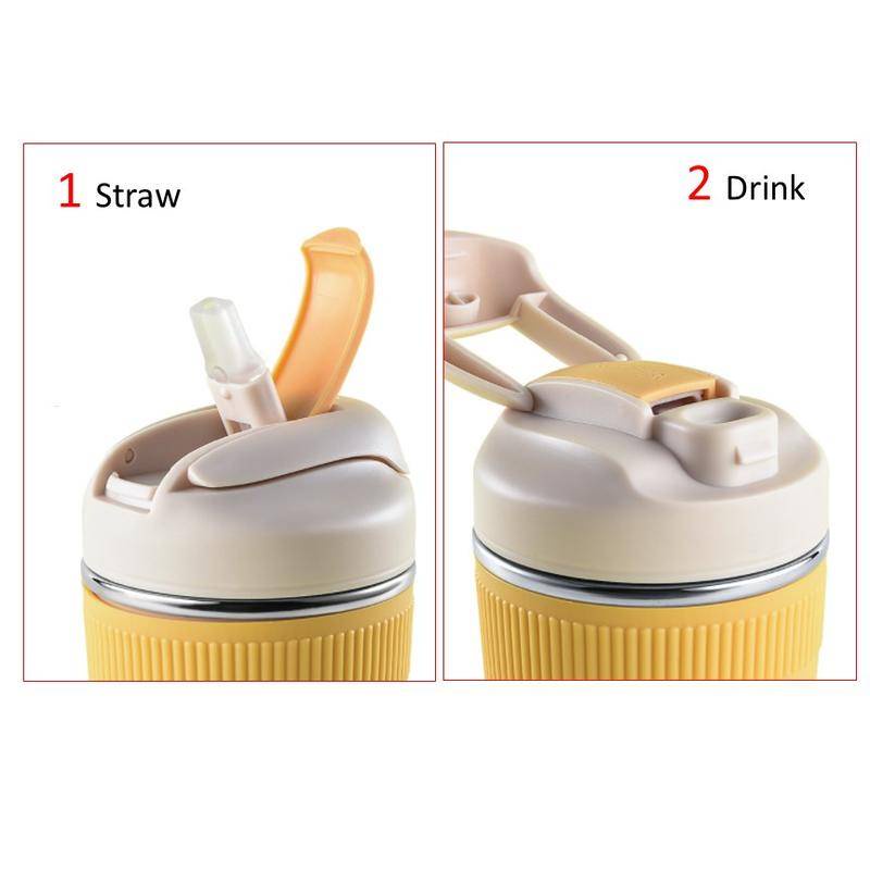 316 Stainless Steel Portable Cup Insulation Travel Coffee Mug Water Bottle with Straw Lid