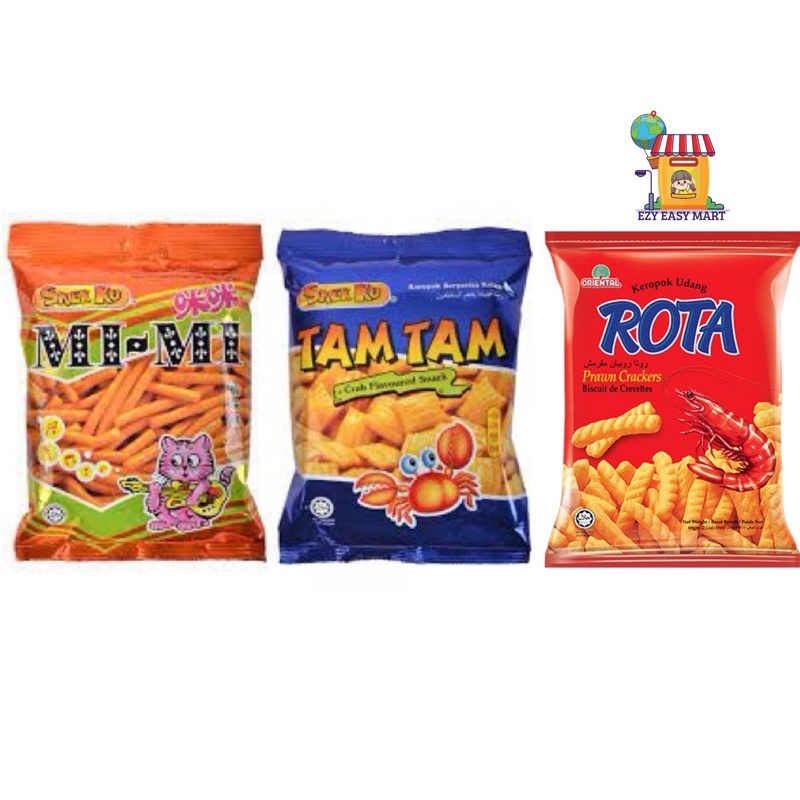 Snek Ku Mi-Mi Prawn Flavoured Snacks/Snek Ku Tam Tam Crab Flavoured ...