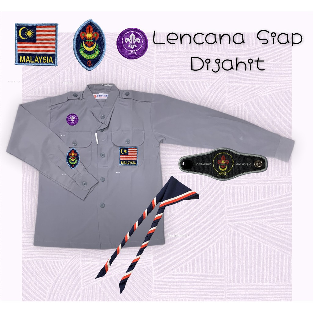 Baju Pengakap Lengan Panjang Lengkap Siap Jahit Dgn Lencana Wogle Scraf Set