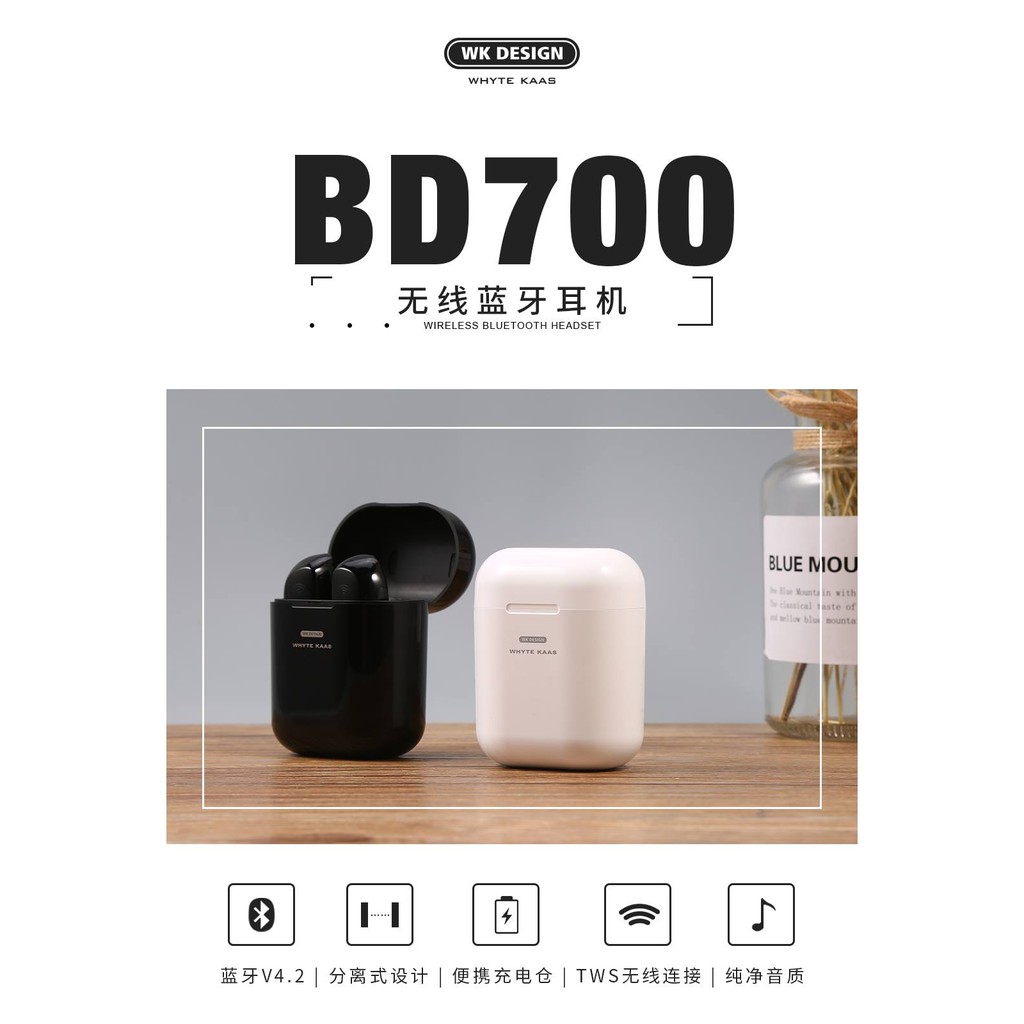 READY STOCK] WK Design BD700 Binaural Stereo TWS Headset Wireless HD Transmission Hi-Fi Stereo Sound for Calls & Music | Shopee Malaysia