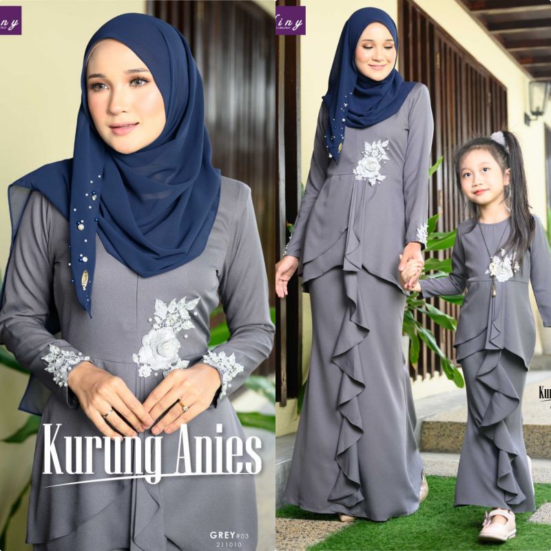 Baju Raya Grey Colour Baju Kurung Anies Warna Kelabu Baju Nikah Baju