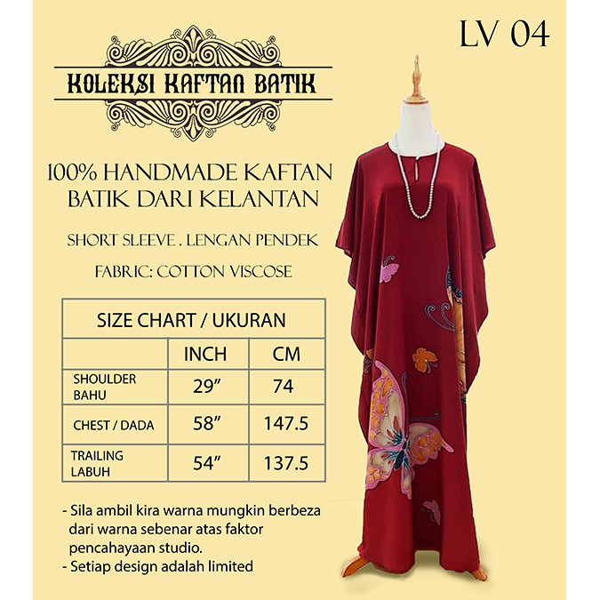 Buy Kaftan Batik Kelantan Lengan Pendek 100 Handmade Seetracker Malaysia