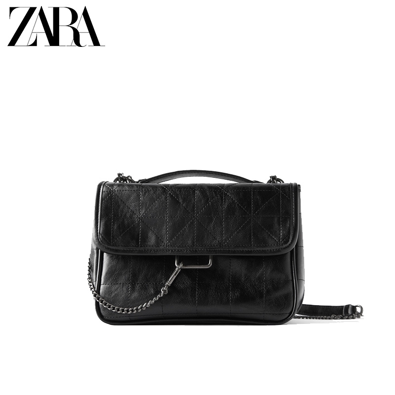 zara leather crossbody bag with chain