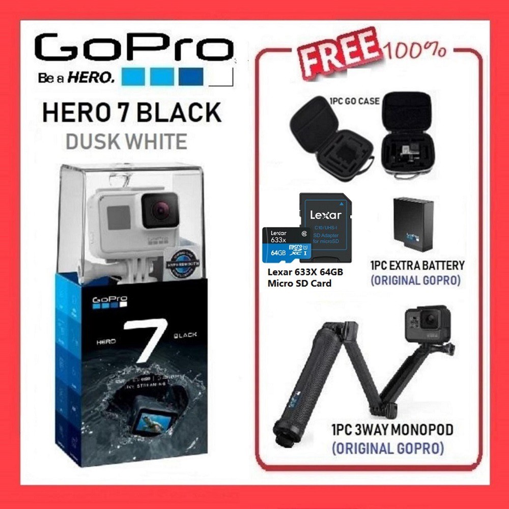 Gopro Hero 7 Black Dusk White Limited Edition Value Combo Funsportz Malaysia Shopee Malaysia