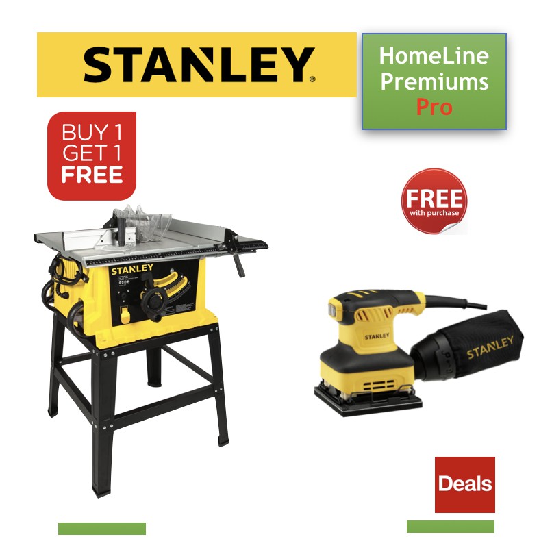 Deal Combo Stanley Sst1801 Table Saw With Frame 1800w 254mm Stanley Ss24 1 4 Sheet Sander Shopee Malaysia