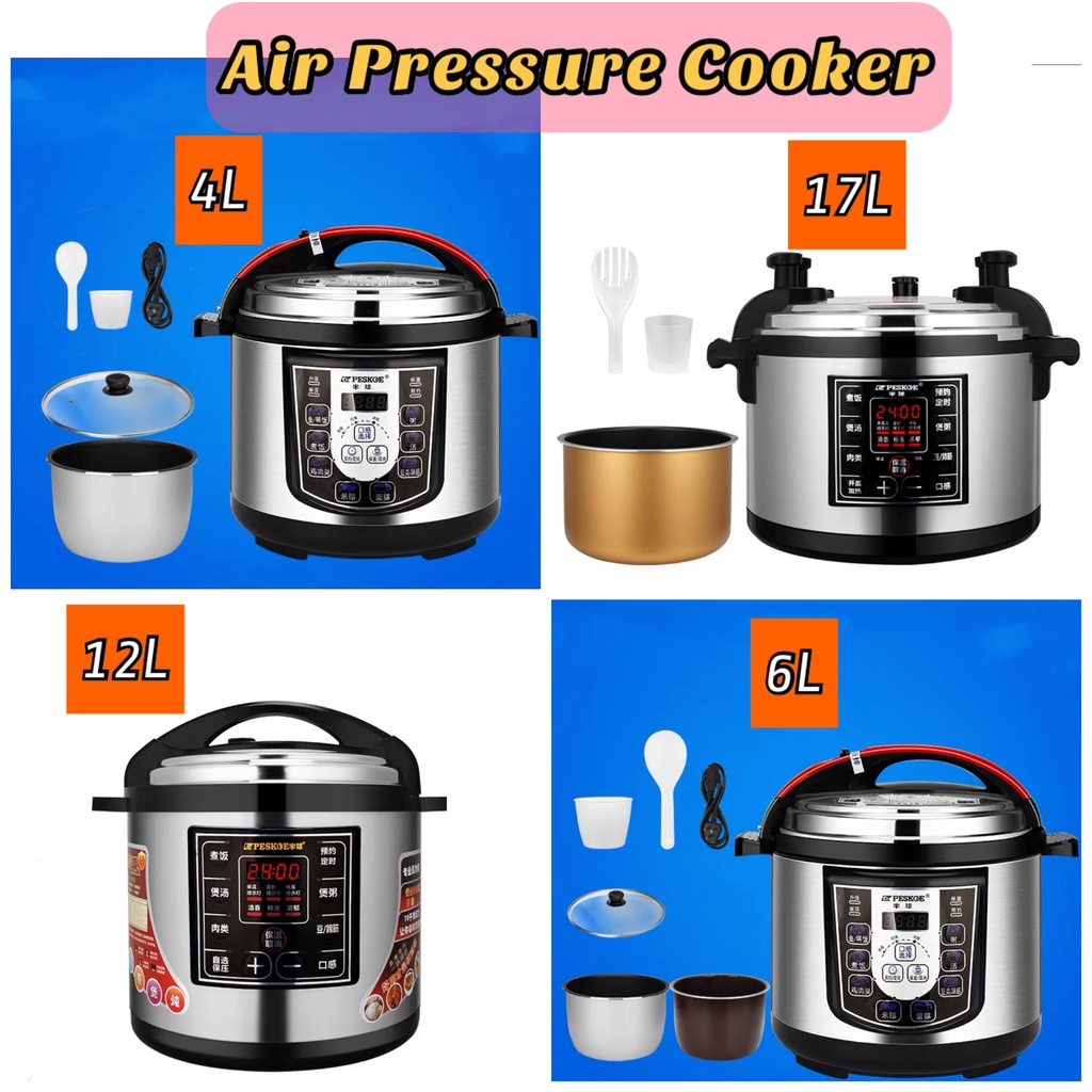 PPP 4L / 6L / 12L / 17L Air Pressure Cooker Electric Digital Cooker Non-stick Inner Pot Rice Cooker Steamer 4175