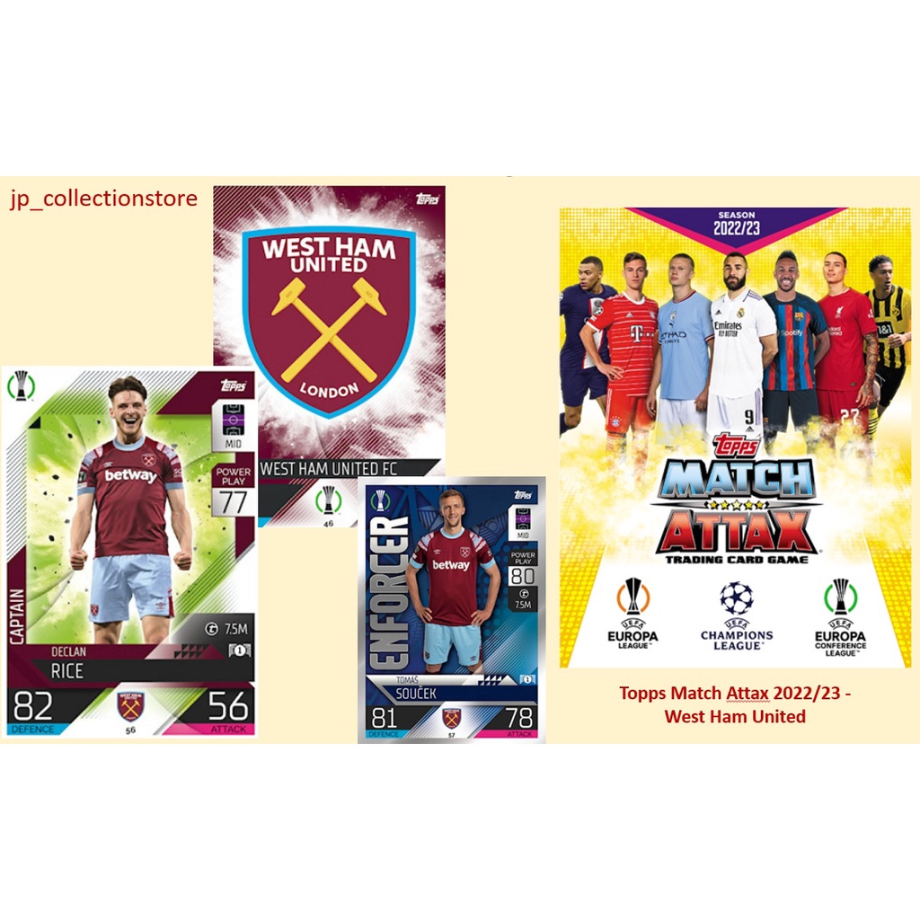 [West Ham United] 2022/23 Match Attax Football Shiny & Normal Cards