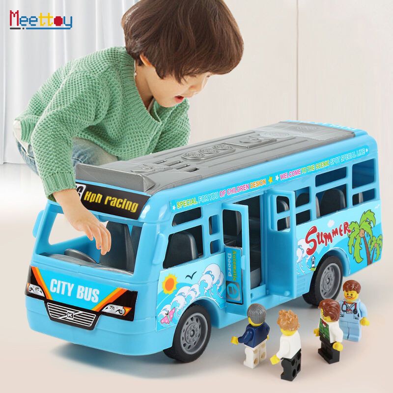 Kids Mini School Bus Car Toy Cartoon Simulated Pull Back Cars City Tour Bus Model Toys with