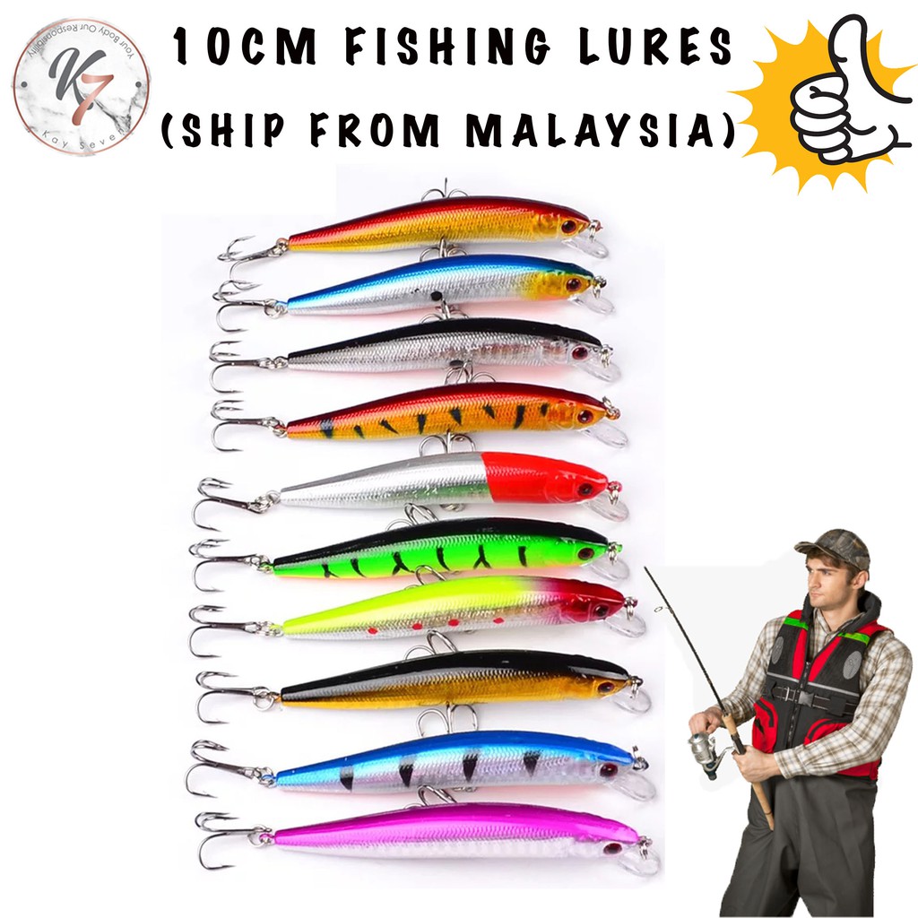 10PCS Fishing Bass Fish Floating Minnow Crankbaits lure hook baits 10cm//8.4g