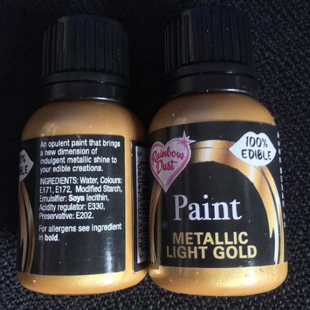 Edible Metallic Light Gold Paint Fast Dry Suitable For Fondant Cookies Etc Shopee Malaysia