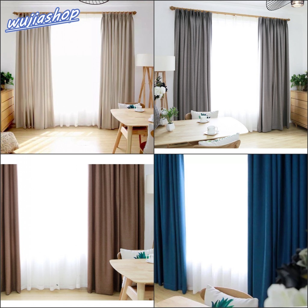 Nordic Style Linen Blackout Curtain Modern Living Room Balcony