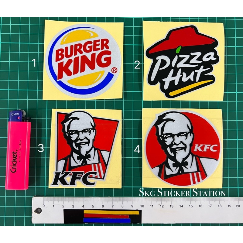 Burger King / KFC / Pizza Hut Sticker Cutting Overlapping Reflective #burgerking #kfc #pizzahut #fastfood #burger #king