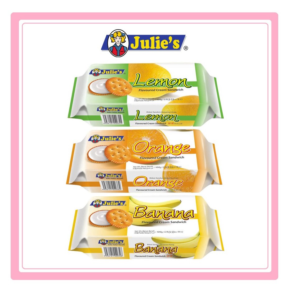 Julie's Lemon / Banana / Orange Flavoured Cream Sandwich (100g ...