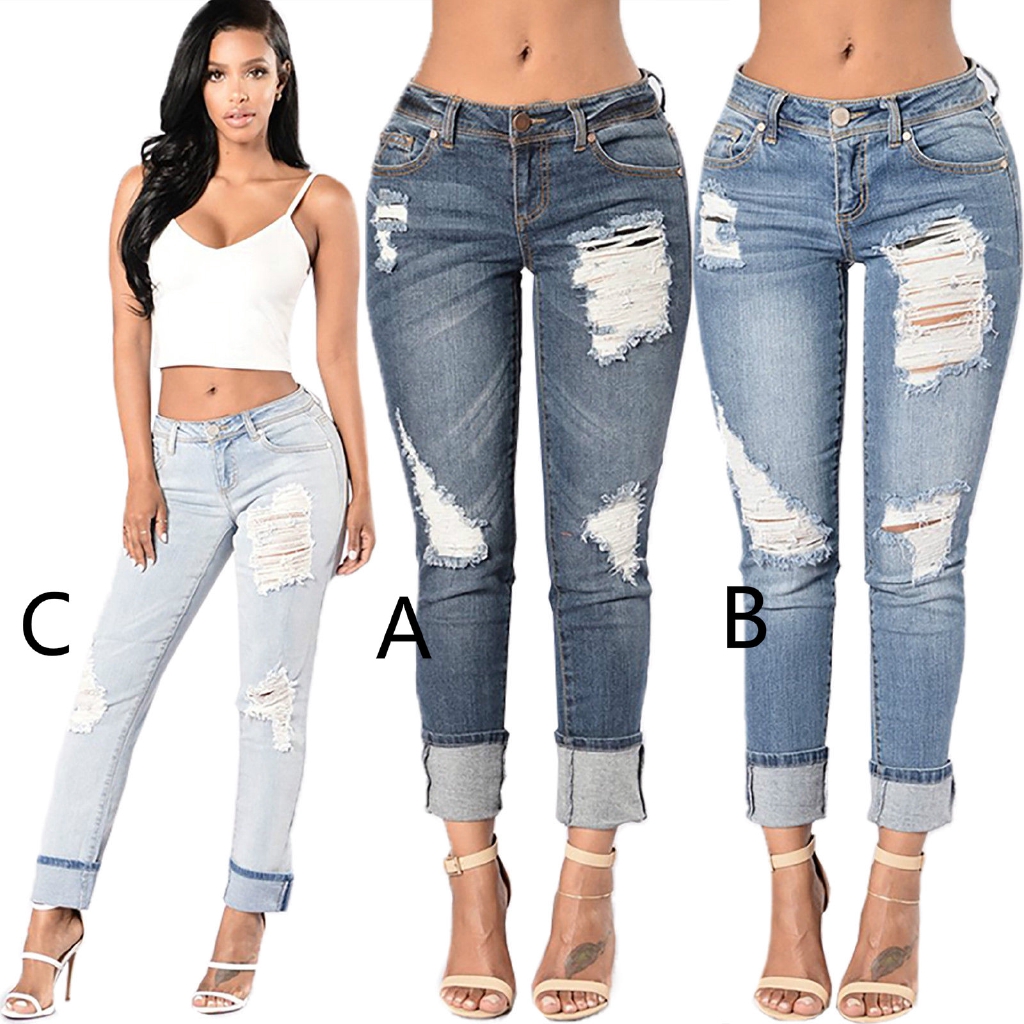 extreme ripped womens jeans