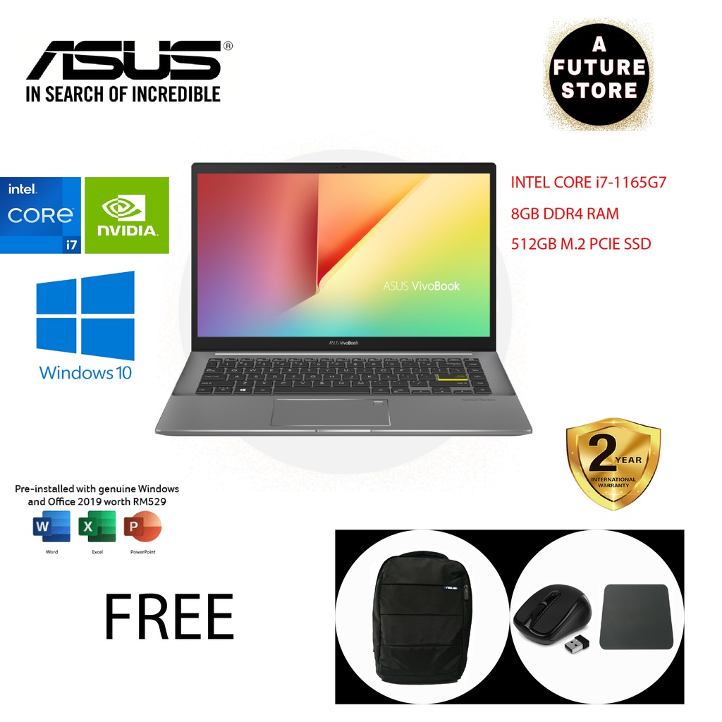 Asus Vivobook S14 S433e Qam754ts 14 Fhd Laptop Indie Black I7 1165g7 8gb 512gb Ssd Mx350