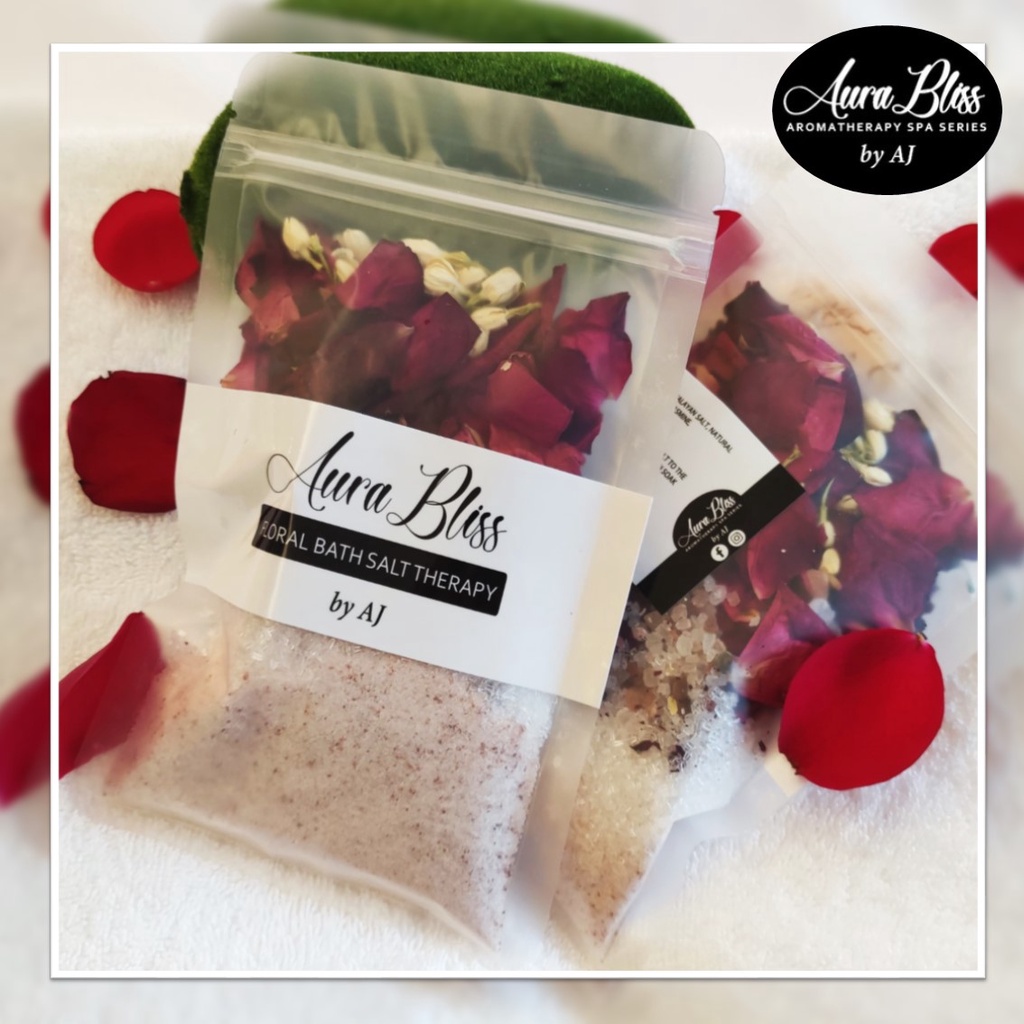 AURA BLISS NATURAL BATH SALT THERAPY EPSOM ROSE FLOWER SALT PINK ...