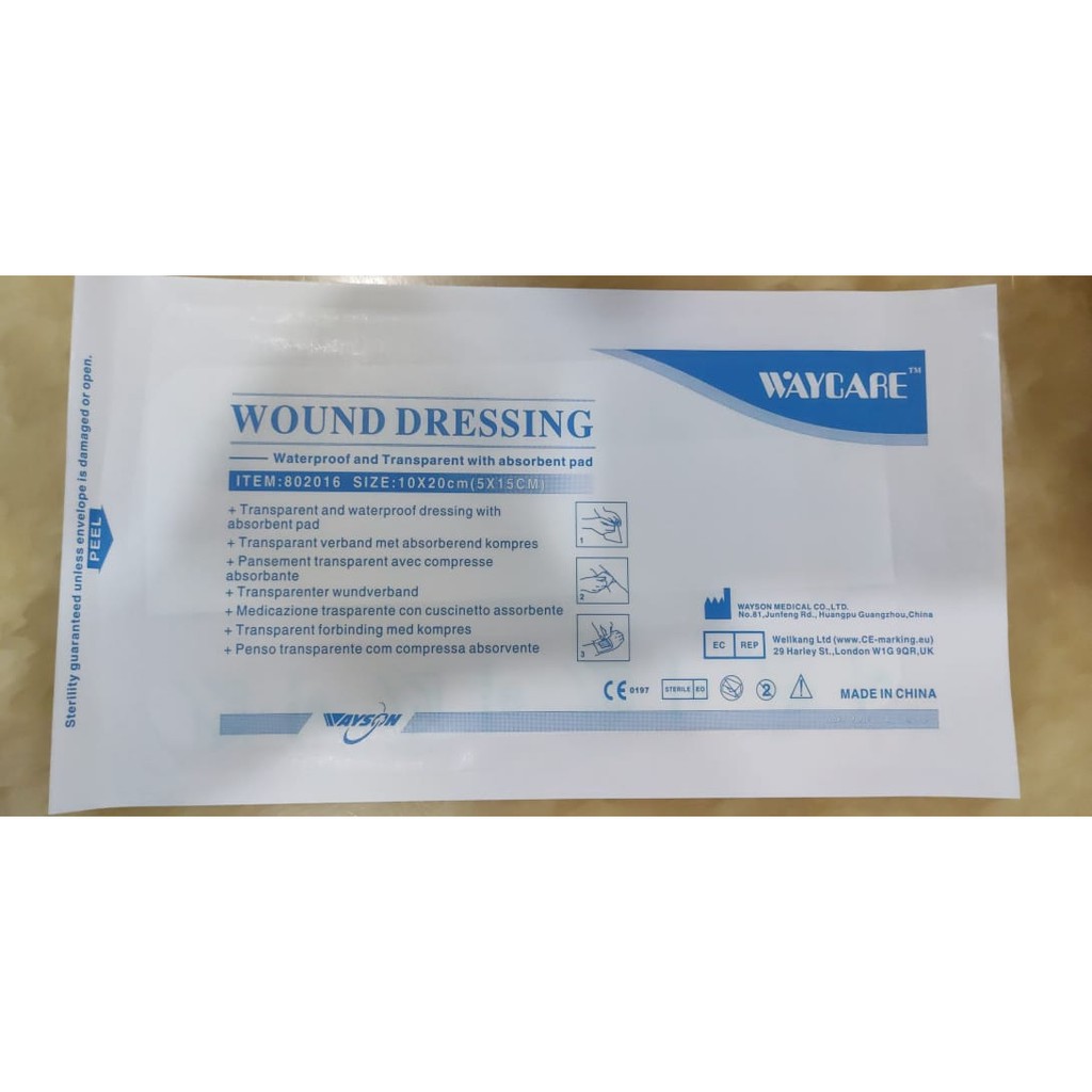 Waycare Wound Dressing Waterproof & Transparent With Absorbent Pad (20cm x 10cm) Shopee Malaysia