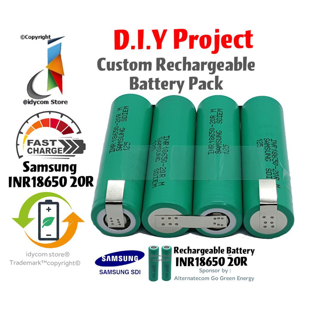 Samsung 18650 20R Battery Pack Custom DIY Lithium Ion INR1865020R