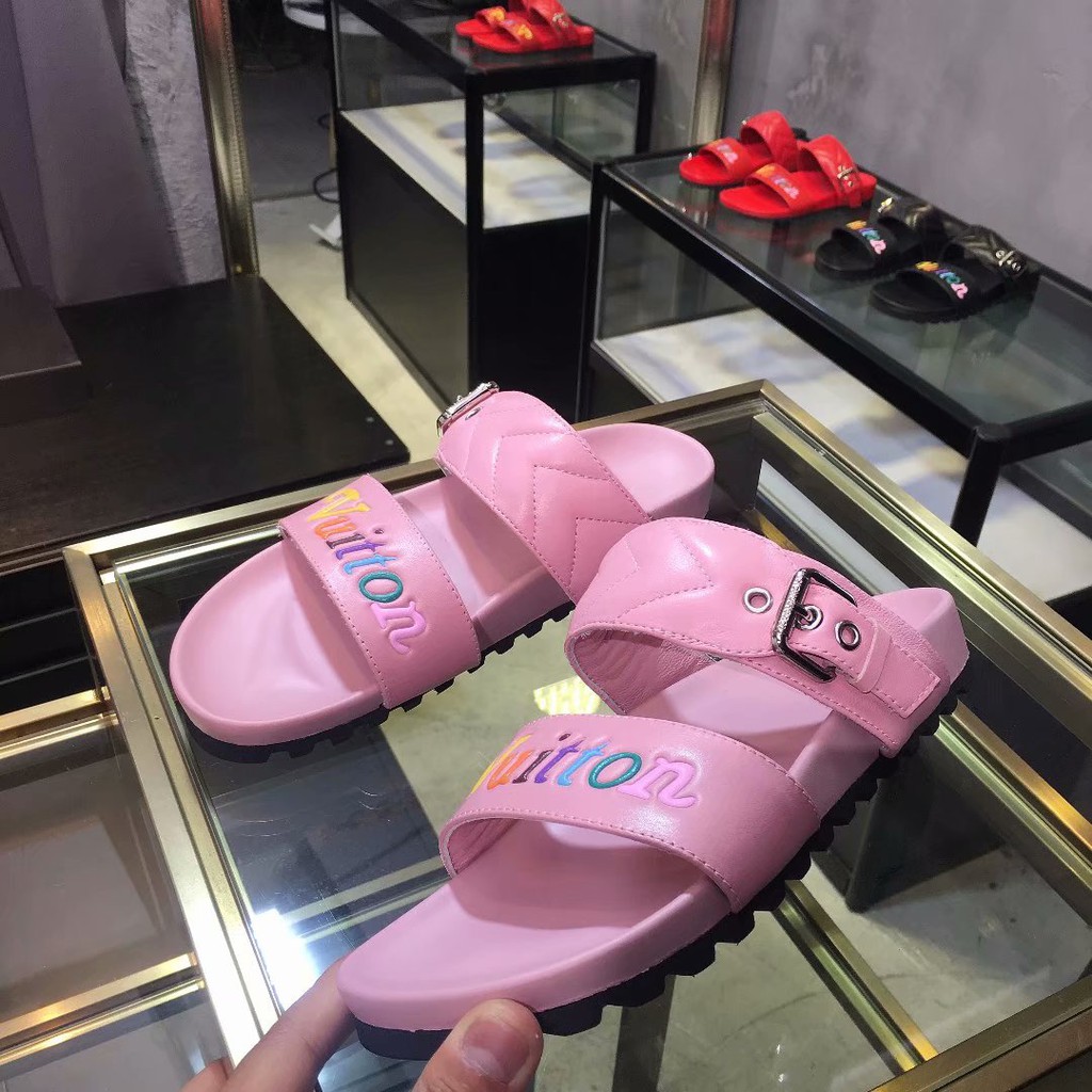 pink lv slippers