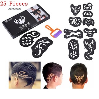 Bo 25pcs Men Hair Tattoo Template Carved Dye Coloring Stencil