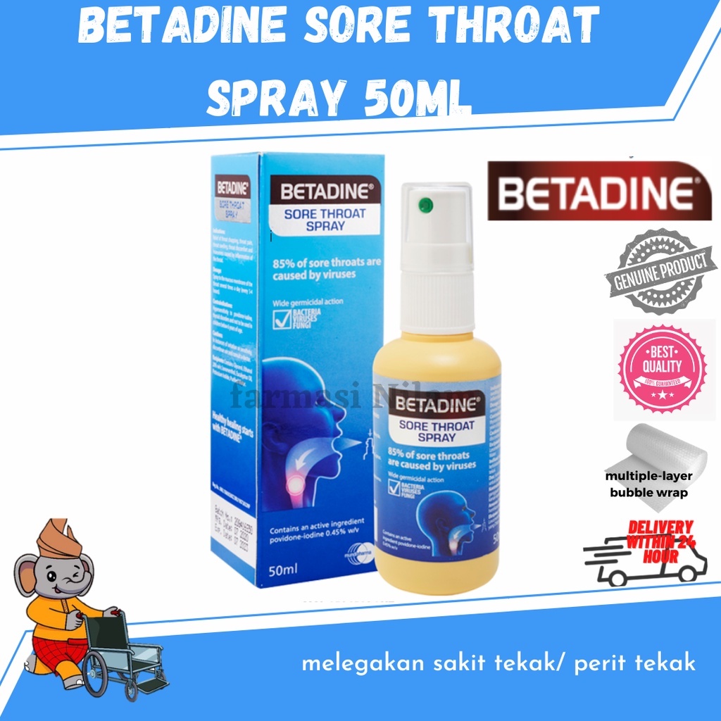 Betadine Sore Throat Spray 50ml melegakan sakit tekak& perit tekak