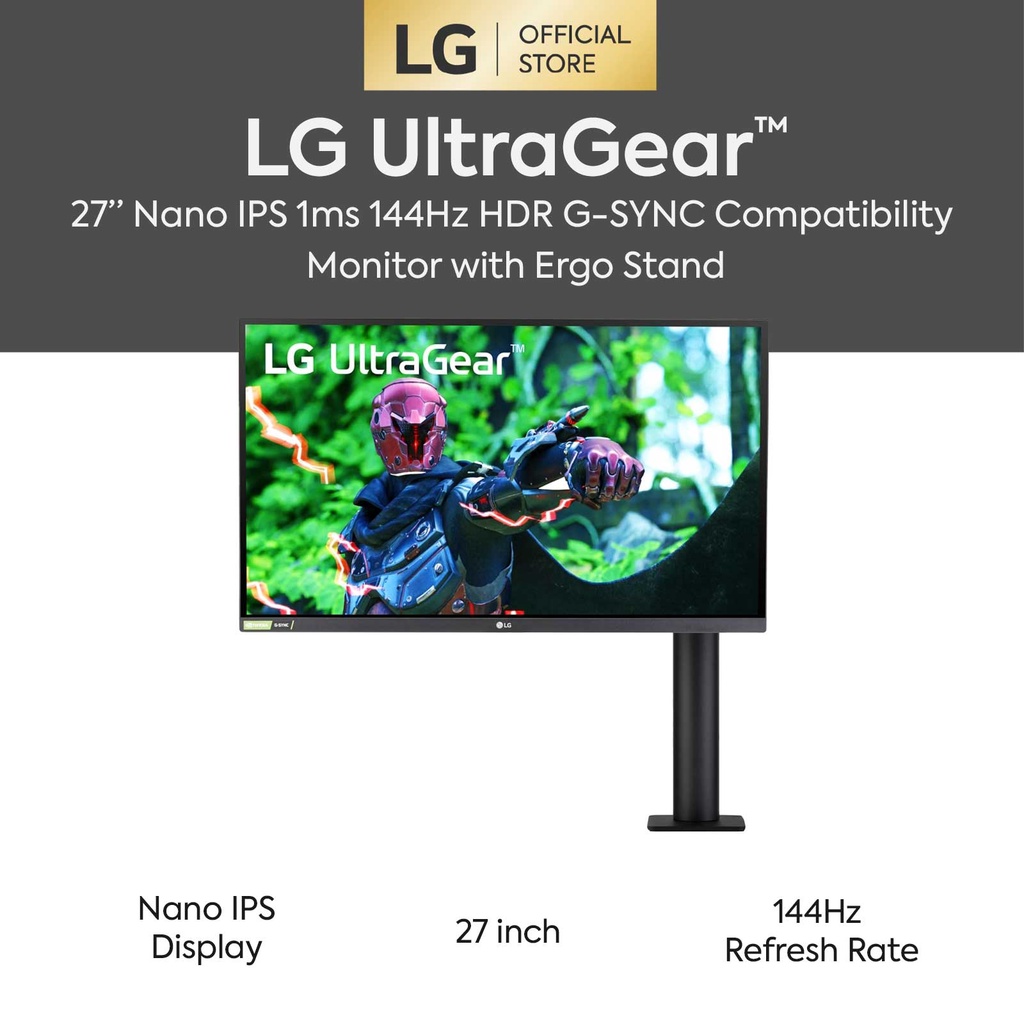 LG 27" 27GN880 Nano IPS 1ms 144Hz 1ms QHD HDR10 FreeSync GSync ...