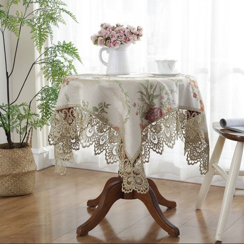 European High End Table Cloth Coffee, Round End Table Tablecloth