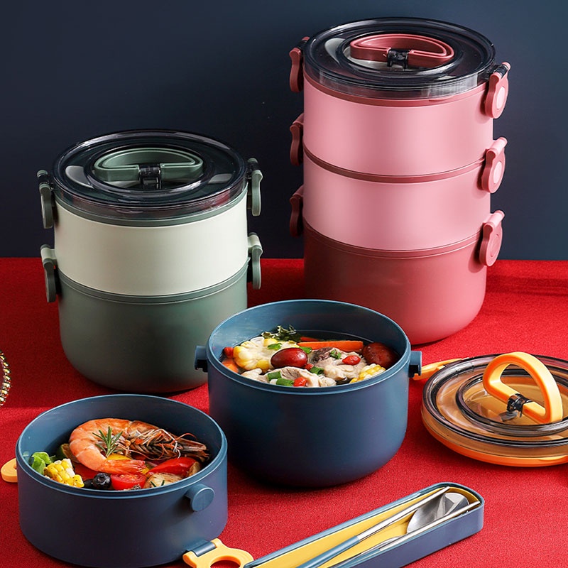 All In One Food Warmer Lunch Box Stackable Insulated Leak Proof Stainless Steel Portable Cylinder  Container with Spoon