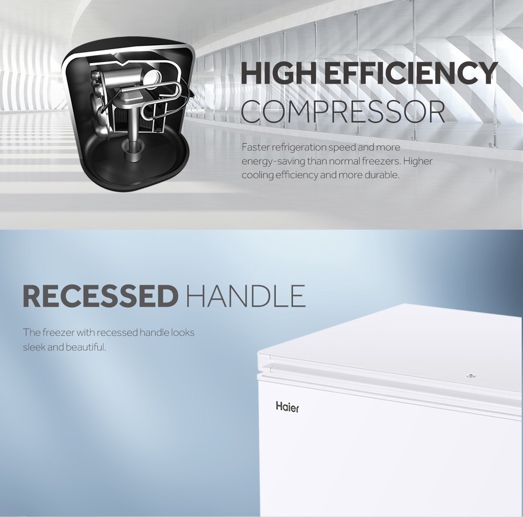 Haier 251L Chest Freezer AntiBacterial 6 In 1 Convertible Freezer