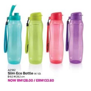 NEW Tupperware Water Bottle Tumbler 1L, Slim Eco Bottle Fliptop