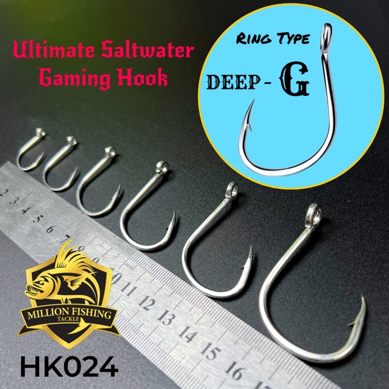 【 - •HK024】Ring Type SUPER HEAVY DUTY J-PIKE Jigging Hook Matakail Pancing Bottom DIY Hook #1 ~ #5/0 海钓鱼钩