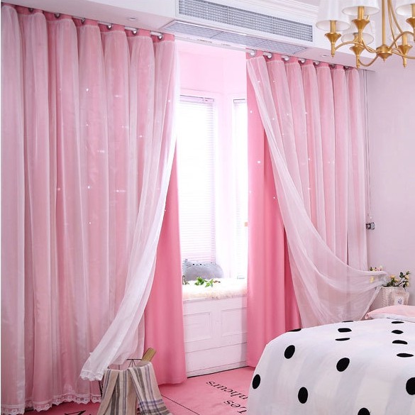 Sortina Blackout Curtain Window Pink Curtains Room Star Curtain 2