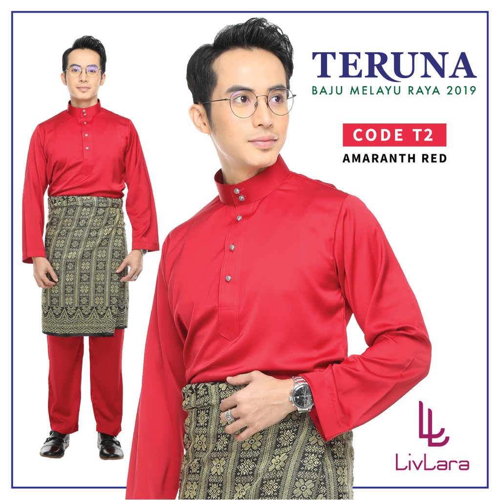  Baju  Melayu Cekak Musang Lelaki Merah  Raya 2022 HOT Klasik 