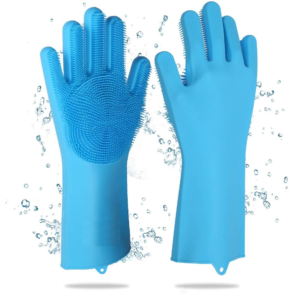 blue dish gloves