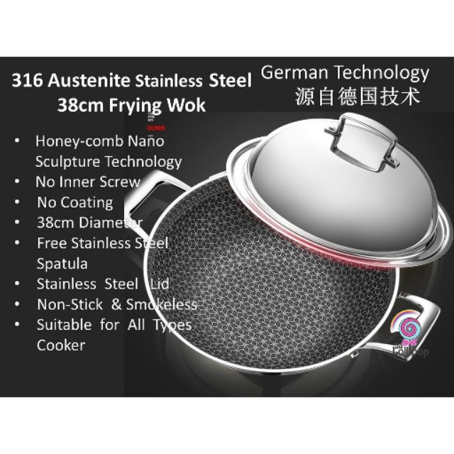 316 Austenite Stainless Steel 7 Layers Health Wok NonStick Pan Smokeless Pot Quality