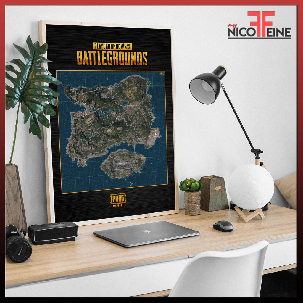 NEW PUBG Erangel Map Black Player Unknown Battleground Large Poster ...